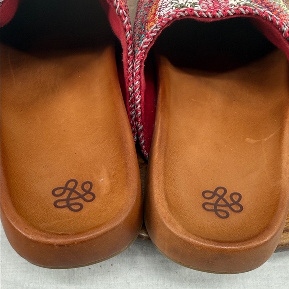 The Sak Shoes Wm 9 Bolinas Crochet Multicolor Slip-On Mules Clogs Leather Boho - Picture 11 of 11